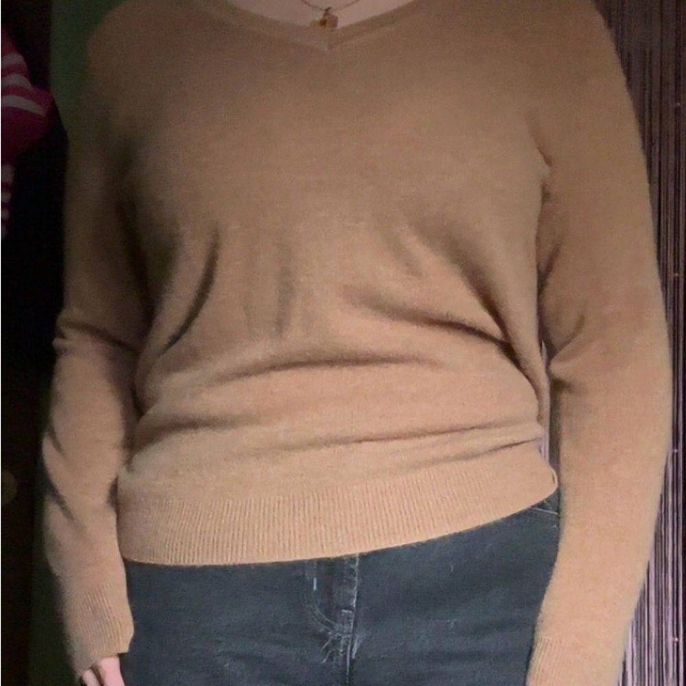 Tahari Women's Camel V-Neck Sweater